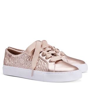 Tory Burch Marion Rose Gold Quilted Sneakers